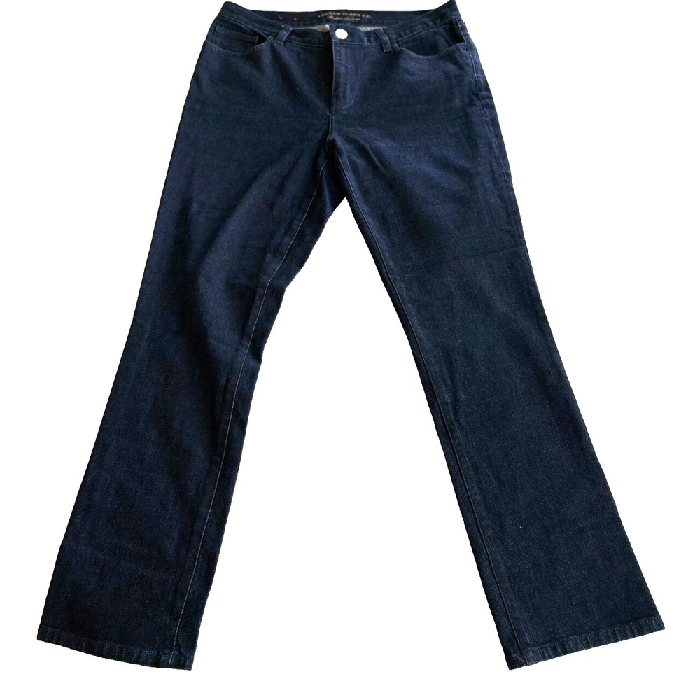 Lauren Jeans Co Women Sz 10 Ralph Lauren Dark Blue Wash Boot Cut Stretch Midrise